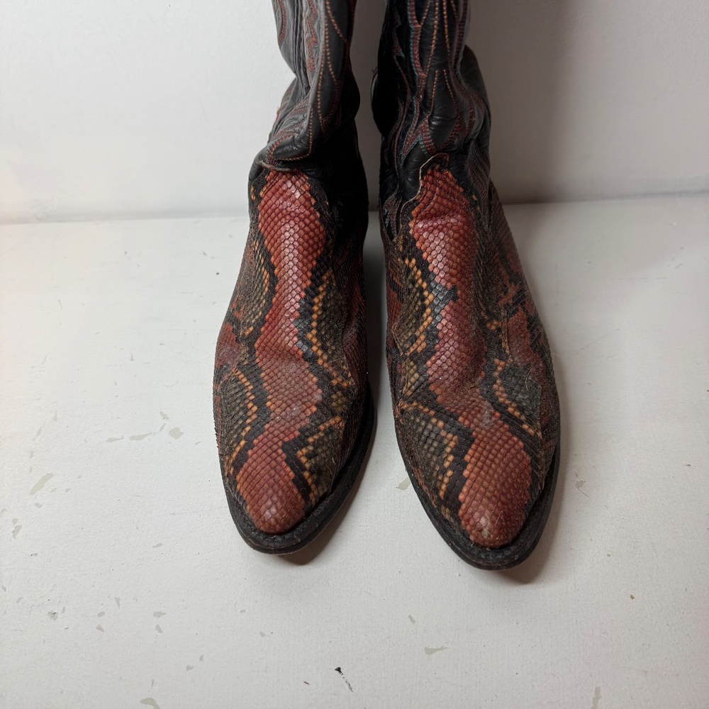 Vintage Dan Post Red Black Python Cowboy Western … - image 5